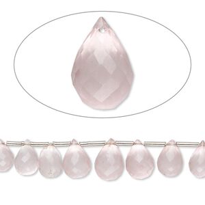 Rose quartz 1pkg1, hand-cut top-drilled faceted briolette bead natural 4 inch 5x4mm-10x6mm