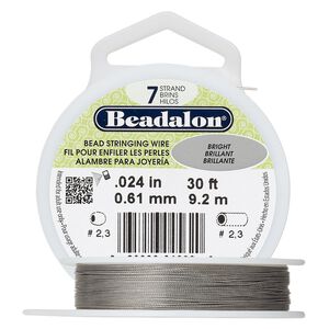 Wire, Beadalon®, nylon and stainless steel, bright, 7 strand, 0.024-inch diameter. Sold per 30-foot spool.