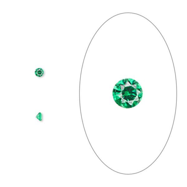 Gem, cubic zirconia, emerald green, 2mm faceted round, Mohs hardness 8-1/2. Sold per pkg of 10. image number 0