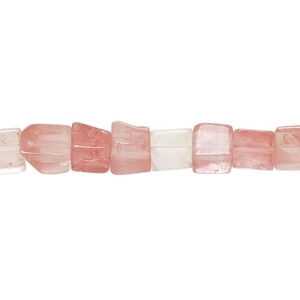 Bead, cherry "quartz" glass (manmade) 1pkg1, 5-7mm cube, 15 inches.