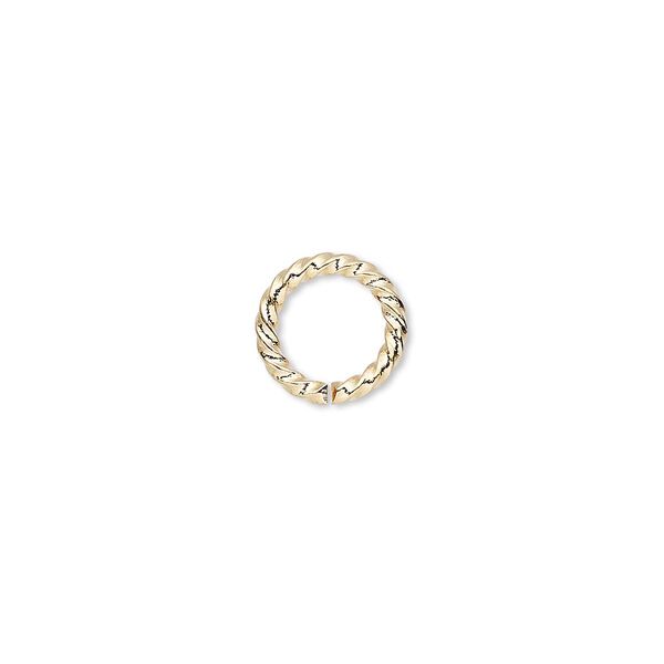 Jump ring, gold-plated brass, 10mm twisted round, 6.8mm inside diameter, 14 gauge. Sold per pkg of 100. image number 0
