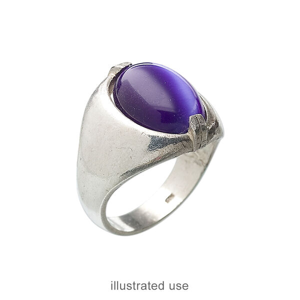 Ring, sterling silver, 14x10mm 2-prong oval setting, size 11. Sold individually. image number 1