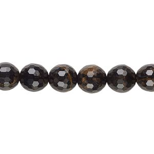 Black-brown obsidian 1pkg1, faceted round bead natural 15.5 inch 8mm