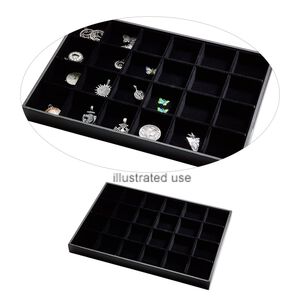 Display tray, leatherette and velveteen, black, 13-3/4 x 1-1/4 x 9-1/2 inches with 24-compartment insert. Sold individually.