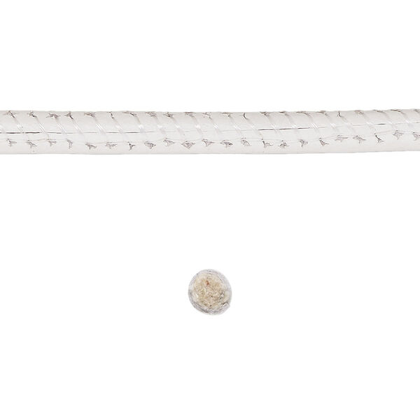 Cord, leather and cotton (dyed), white, 4mm zigzag-stitched round. Sold per 5-yard section. image number 0