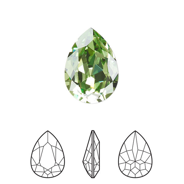 Fancy stone 1pk peridot foil back, Crystal Passions® Regenerated 18x13mm pear 4320 image number 0