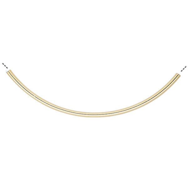 Bead, gold-plated brass, 100x3mm curved tube. Sold per pkg of 100. image number 0