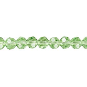 Bead 1pk 32 facets transparent lime green, Celestial Crystal® 6mm round 15.5-16 inch