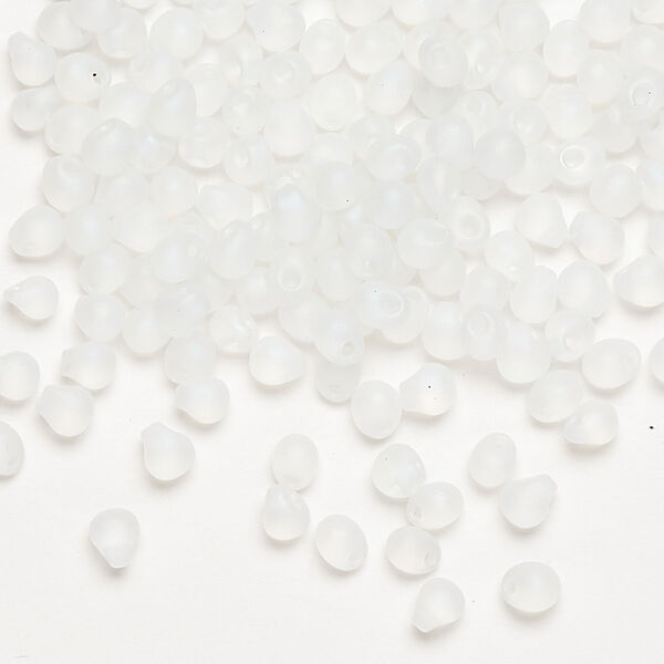 Seed bead, Miyuki, glass, pkg/250g, 4x3.4mm fringe, translucent matte rainbow clear (DP-131FR). image number 0