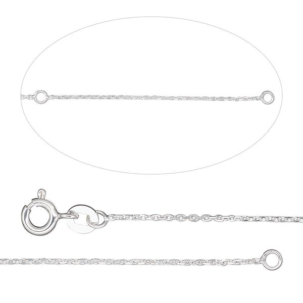 Chain, Gossamer™, sterling silver, 1mm diamond-cut cable, adjustable at 18 and 20 inches with springring clasp. Sold individually. image number 0