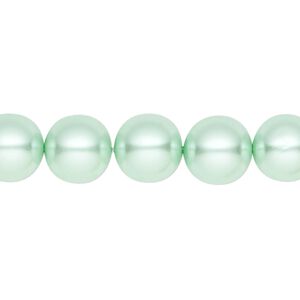 Bead, crystal pearl, light green, 10mm round. Sold per pkg of (2) 15-1/2" to 16" strands, approximately 80 beads.