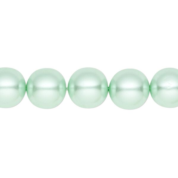 Bead, crystal pearl, light green, 10mm round. Sold per pkg of (2) 15-1/2" to 16" strands, approximately 80 beads. image number 0