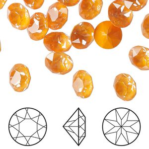 Chaton 6pk crystal mango ignite LacquerPRO, Crystal Passions® 8.16-8.41mm round SS39 1088
