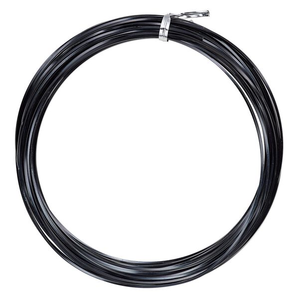 Wire, anodized aluminum, black, 1.2mm square, 16 gauge. Sold per pkg of 45 feet. image number 0