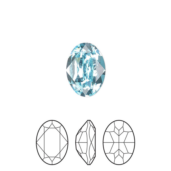 Fancy stone 144pk aqua bohemica foil back, Preciosa MAXIMA Czech crystal rhinestone 14x10mm oval image number 0