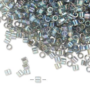 Seed bead, Delica®, glass, pkg/50g, #8 round, translucent rainbow gold luster grey (DBL-0107).
