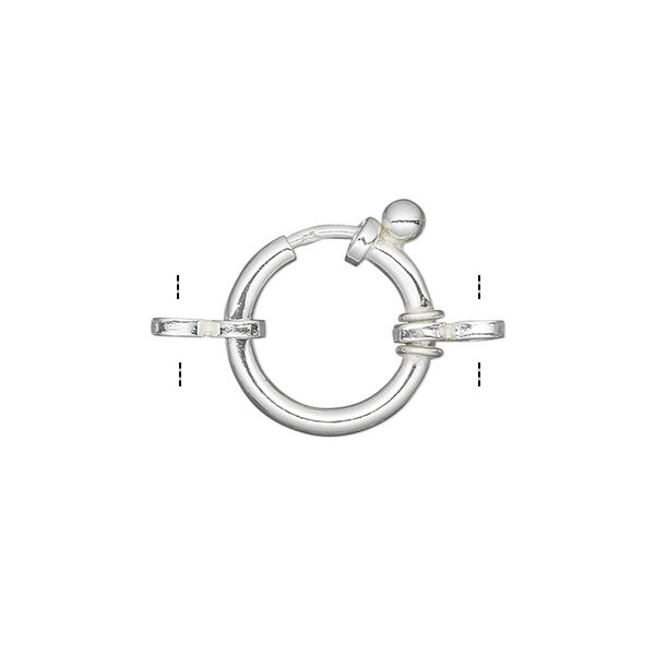 Clasp, springring, sterling silver, 14mm round with 2 double rings. Sold individually. image number 0