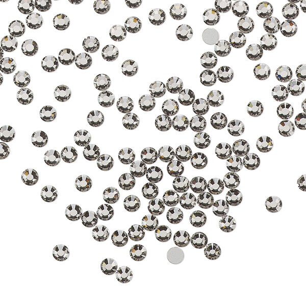 Flat back, Dance With Me™ crystal rhinestone, black diamond, foil back, 2.3-2.5mm rose, SS8. Sold per pkg of 144 (1 gross). image number 0