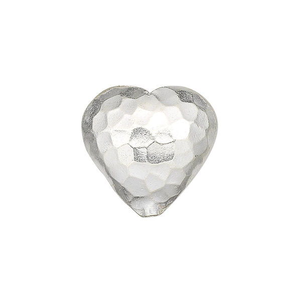 Bead, Hill Tribes, sterling silver, 19mm hammered puffed heart. Sold individually. image number 0