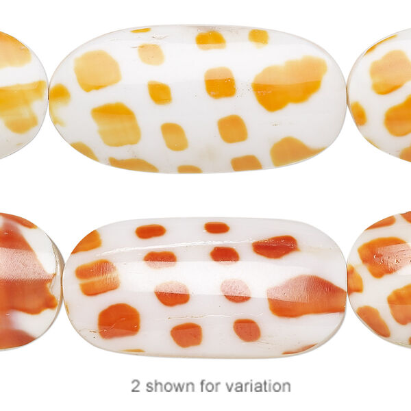 Bead, laminated episcopal mitre shell (assembled), 32x16mm double-sided oval, Mohs hardness 3-1/2. Sold per pkg of 5. image number 0