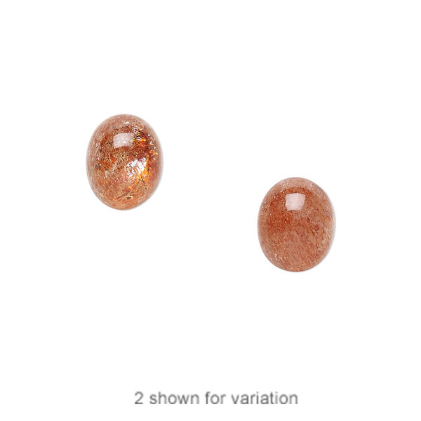 Cabochon, sunstone (natural), golden-orange, 10x8mm hand-cut calibrated oval, B+ grade, Mohs hardness 6 to 6-1/2. Sold individually. image number 0