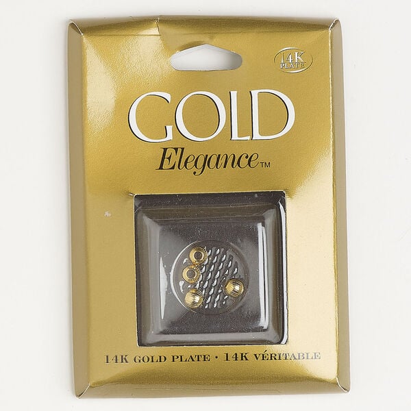 Bead, gold-plated copper 1pkg4, 4-5mm textured corrugated round. image number 0