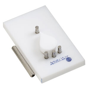 Jig, Artistic Wire&reg; Findings Forms&trade;, Beadalon&reg;, teardrop connector, acrylic / steel / stainless steel, white and blue, 2 x 1-1/4 inch rectangle. Sold per 2-piece set.
