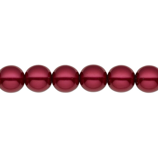 Bead, Czech pearl-coated glass druk, opaque crimson, 8mm round. Sold per 15-1/2" to 16" strand. image number 0