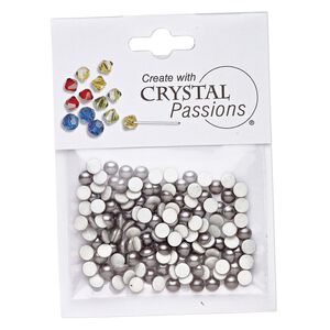 Cabochon 144pk crystal dark grey, Crystal Passions® 3.8-4mm hotfix SS16 2080/4