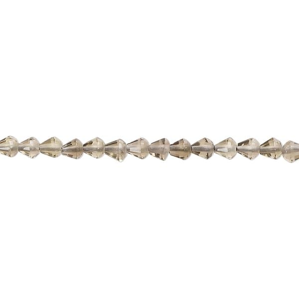 Smoky quartz 1pkg1, hand-cut faceted teardrop bead 14 inch 3x3mm-4x3mm image number 0
