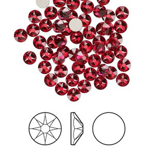 Flat back 144pk scarlet foil back, Crystal Passions® 3.8-4mm rose round SS16 2088