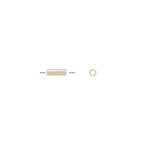 Bead, 14Kt gold-filled, 6x2mm five-sided tube. Sold per pkg of 4. image number 0