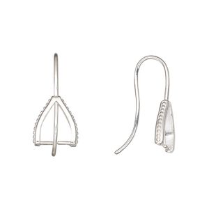 Ear wire 1pkg2 sterling silver, 20mm / perpendicular ice-pick bail / 7.5mm grip length, 19 gauge 1 pair