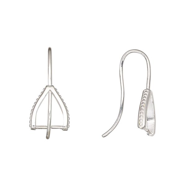 Ear wire 1pkg2 sterling silver, 20mm / perpendicular ice-pick bail / 7.5mm grip length, 19 gauge 1 pair image number 0
