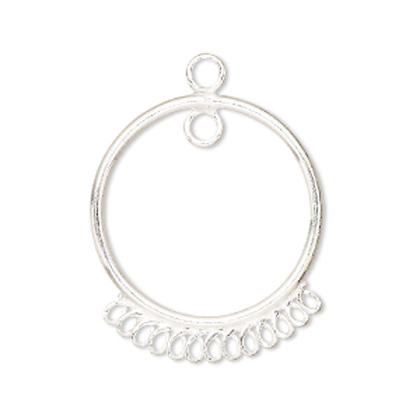 Drop, sterling silver, 25mm circle with 13 bottom loops. Sold per pkg of 2. image number 0