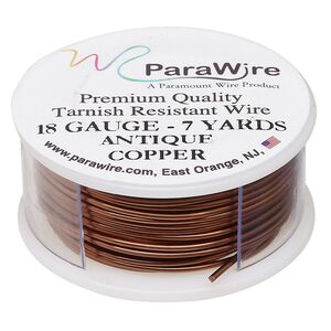 Wire, ParaWire™, antiqued copper, round, 18 gauge. Sold per 7-yard spool.