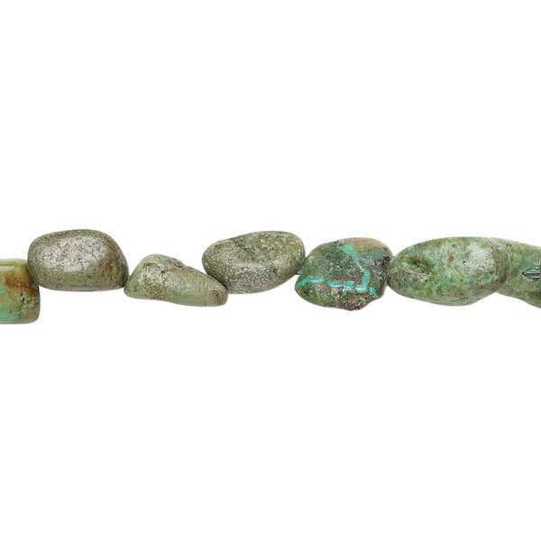 Bead, turquoise (dyed / stabilized), green, mini nugget, Mohs hardness 5 to 6. Sold per 15" to 16" strand. image number 0
