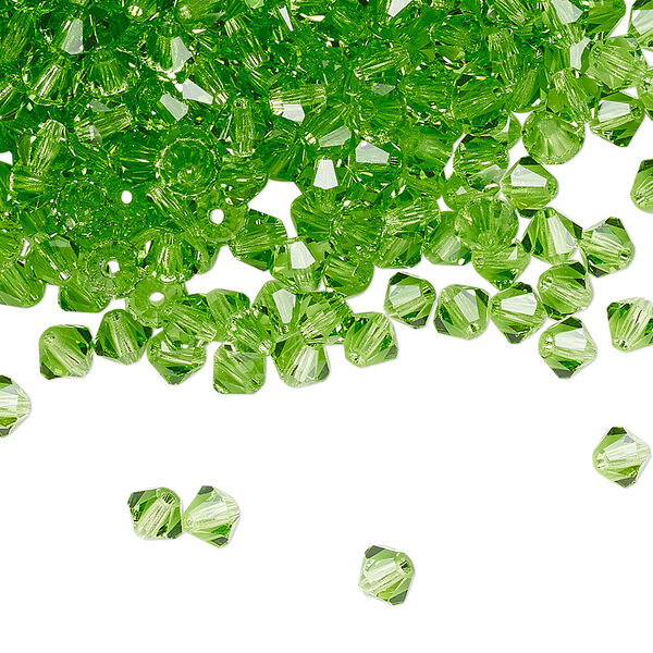 Bead 48pk peridot, Preciosa Czech crystal 4mm bicone image number 0