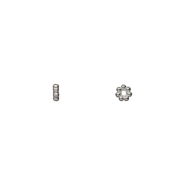 Bead, stainless steel, 4x1.5mm beaded rondelle. Sold per pkg of 12. image number 0