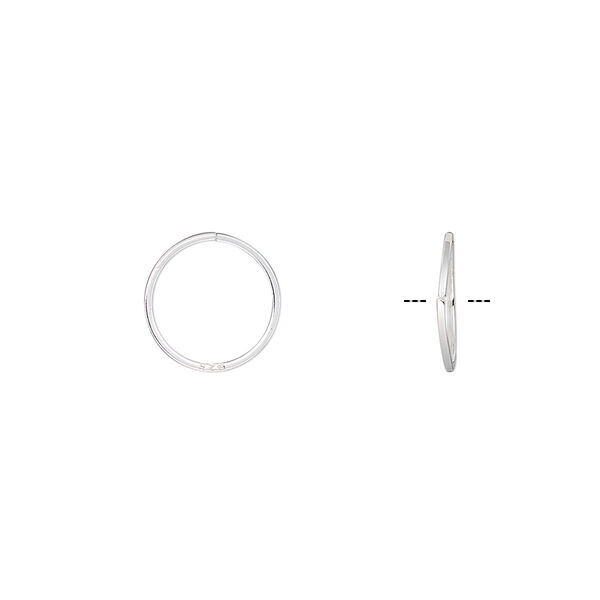 Jump ring, sterling silver, 10mm round square wire, 9mm inside diameter, 22 gauge. Sold per pkg of 50. image number 0