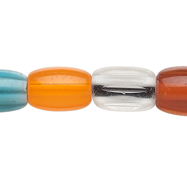 Bead, multi-glass, multicolored, 15x9mm-15x12mm barrel. Sold per 15" to 16" strand. image number 0