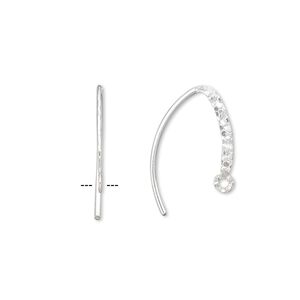 Ear wire 1pkg2 sterling silver-filled, 16mm textured marquise / flat / closed loop / double-sided, 18 gauge 1 pair