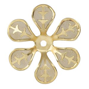 Component, gold-finished steel, 38.5x35mm single-sided flower. Sold per pkg of 4.