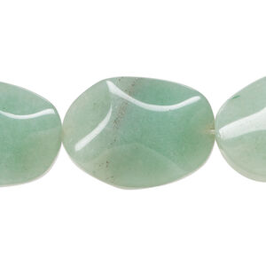 Green aventurine 1pkg1, wavy oval bead natural, 15 inch 24x18mm-25x18mm