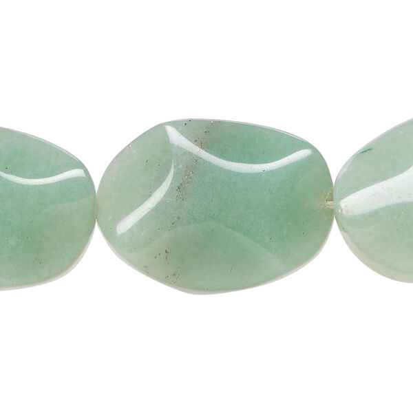 Green aventurine 1pkg1, wavy oval bead natural, 15 inch 24x18mm-25x18mm image number 0