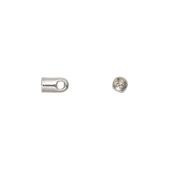 Cord end, glue-in, imitation rhodium-plated brass, 7x4mm with 3mm inside diameter. Sold per pkg of 50. image number 0