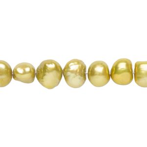 Freshwater pearl 1pkg1, flat-sided potato, 15 inch pear green 6-8mm cultured