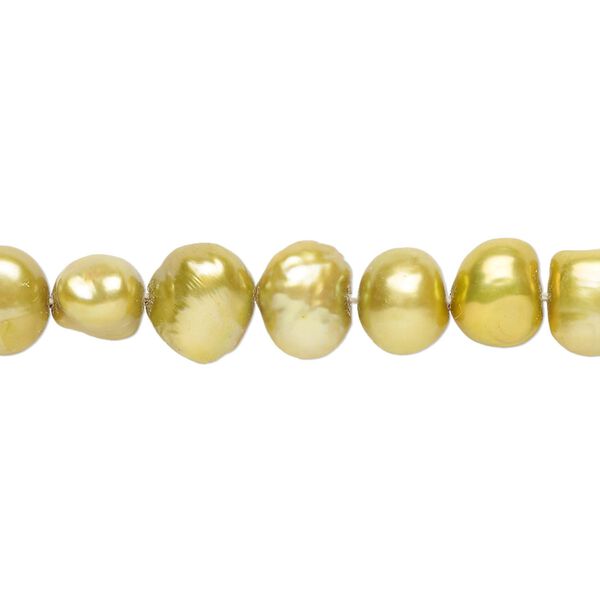 Freshwater pearl 1pkg1, flat-sided potato, 15 inch pear green 6-8mm cultured image number 0