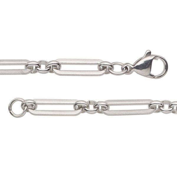 Chain, stainless steel, 4.5mm paperclip, 36 inches with lobster claw clasp. Sold individually. image number 0