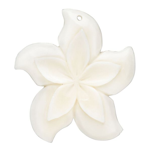 Bone 1pkg1, carved flower focal white 40x36mm image number 0